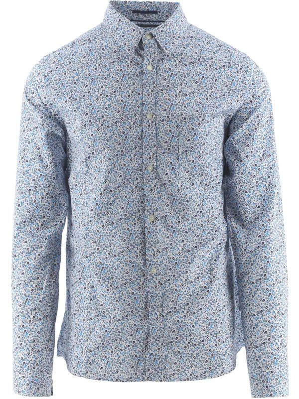 French Connection Mens White & Blue Floral Shirt Brandedwear